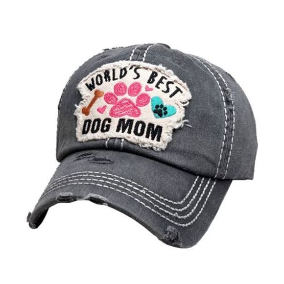 Ladies Stone Worlds Best Dog Mom Ladies Baseball Cap - Picture 2 of 2